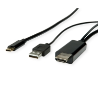 ROLINE Type C - HDMI + USB A Cable, M/M, 2 m