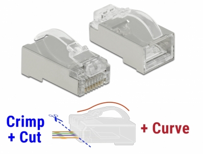 Delock RJ45 Crimp+Cut+Curve plug Cat.6 STP 20 pieces