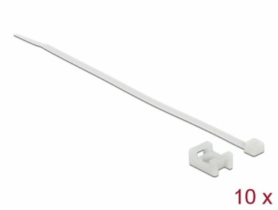 Delock Screw Fixing Mount 15 x 10 mm with Cable Tie L 200 x B 3.6 mm white