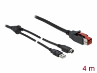 Delock PoweredUSB cable male 24 V to USB Type-A male + Mini-DIN 3 pin male 4 m for POS printers and terminals