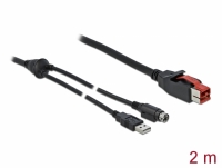 Delock PoweredUSB cable male 24 V to USB Type-A male + Mini-DIN 3 pin male 2 m for POS printers and terminals