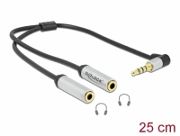 Delock Audio Splitter stereo jack male 3.5 mm to 2 x stereo jack female 3.5 mm 4 pin angled