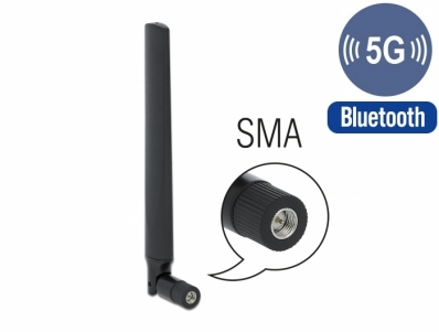 Delock 5G LTE Antenna SMA plug -3.3 - 1.3 dBi omnidirectional with tilt joint black