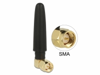 Delock WLAN 802.11 b/g/n Antenna SMA plug 90° 2 dBi omnidirectional with tilt joint and flexible material black