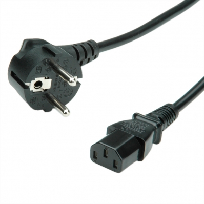 ROLINE Power Cable, straight IEC Connector, black, 1.8 m