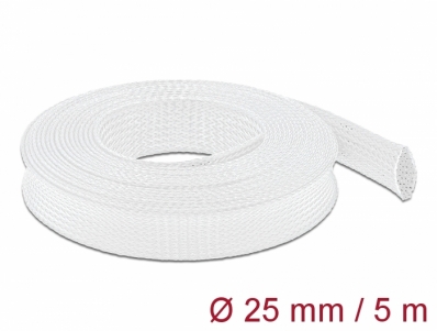 Delock Braided Sleeving stretchable 5 m x 25 mm white