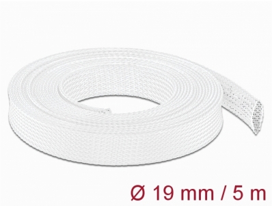 Delock Braided Sleeving stretchable 5 m x 19 mm white