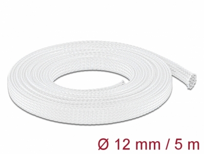 Delock Braided Sleeving stretchable 5 m x 12 mm white