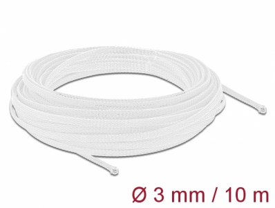 Delock Braided Sleeving stretchable 10 m x 3 mm white