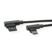 ROLINE USB 2.0 Cable, C (90° angled) - A reversible, M/M, black, 1.8 m