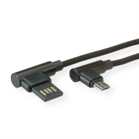 ROLINE USB 2.0 Cable, A reversible - Micro B (90° angled), M/M, black, 1.8 m