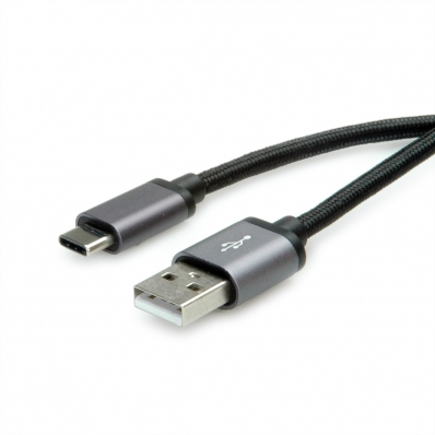 ROLINE USB 2.0 Cable, C - A, M/M, black, 0.8 m