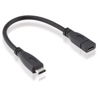 ROLINE USB 3.2 Gen 2 Type C Cable, C-C, M/F, black, 0.15 m