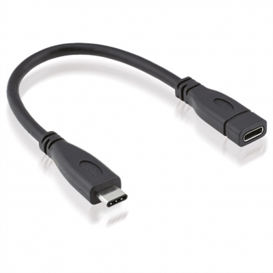 ROLINE USB 3.2 Gen 2 Type C Cable, C-C, M/F, black, 0.15 m
