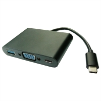 VALUE Type C - VGA Adapter, M/F, + 1x USB 3.2 Gen 1 A F, + 1x Type C (Power Deli