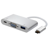 ROLINE Type C - VGA Adapter, M/F, + 1x USB 3.2 Gen 1 A F, + 1x Type C (Power Del