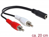 Delock Cable 2 x RCA male > 1 x 3 pin 3.5 mm Stereo jack 0.20 m