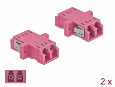 Delock Optical Fiber Coupler LC Duplex female to LC Duplex female Multi-mode 2 pieces violet