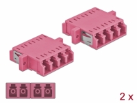 Delock Optical Fiber Coupler LC Quad female to LC Quad female Multi-mode 2 pieces purple