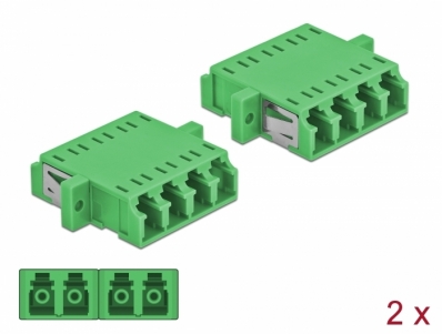 Delock Optical Fiber Coupler LC Quad female to LC Quad female Single-mode 2 pieces green