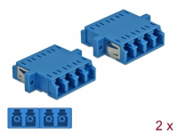 Delock Optical Fiber Coupler LC Quad female to LC Quad female Single-mode 2 pieces blue