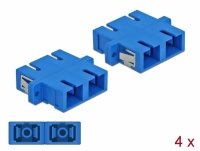 Delock Optical Fiber Coupler SC Duplex female to SC Duplex female Single-mode 4 pieces blue