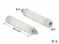 Delock Standoff M5 x M4, hexagon, inside / outside, 50 mm natural 4 pcs