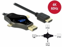 Delock 3 in 1 Monitor Cable with USB-C™ / DisplayPort / mini DisplayPort in to HDMI out with 4K 60 Hz