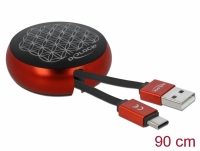 Delock USB 2.0 Retractable Cable Type-A to USB-C™ black / red