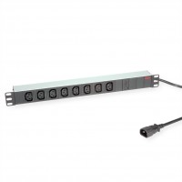 ROLINE 19" PDU for Cabinets 8- IEC320 C13 - C14 M, 10A fused, Aluminium, 2.0 m