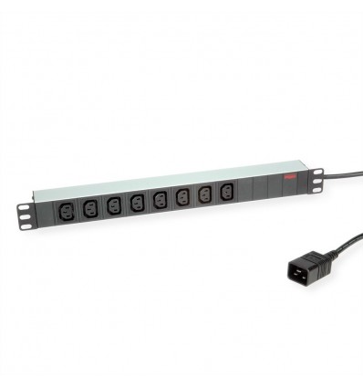 ROLINE 19" PDU for Cabinets 8 - 3600W, IEC320 C13 - C20 M, Aluminium, 2.0 m