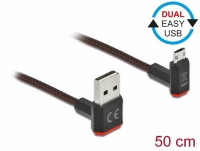 Delock EASY-USB 2.0 Cable Type-A male to EASY-USB Type Micro-B male angled up / down 0.5 m black