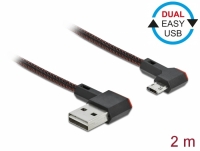 Delock EASY-USB 2.0 Cable Type-A male to EASY-USB Type Micro-B male angled left / right 2 m black