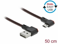 Delock EASY-USB 2.0 Cable Type-A male to EASY-USB Type Micro-B male angled left / right 0.5 m black