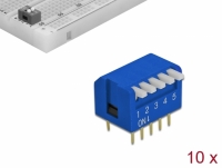 Delock DIP flip switch piano 5-digit 2.54 mm pitch THT vertical blue 10 pieces