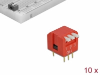 Delock DIP flip switch piano 3-digit 2.54 mm pitch THT vertical red 10 pieces