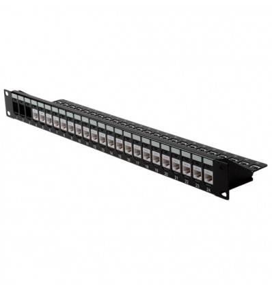 Keystone 19`` Module frame Cat.5/Cat.6, 24 Ports, blank, unshielded black