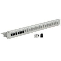 Keystone 19`` Module frame Cat.5/Cat.6, 24 Ports, blank, unshielded light grey