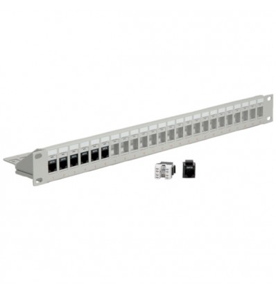 Keystone 19`` Module frame Cat.5/Cat.6, 24 Ports, blank, unshielded light grey