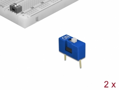 Delock DIP sliding switch 1-digit 2.54 mm pitch THT vertical blue 2 pieces