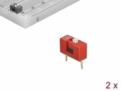 Delock DIP sliding switch 1-digit 2.54 mm pitch THT vertical red 2 pieces