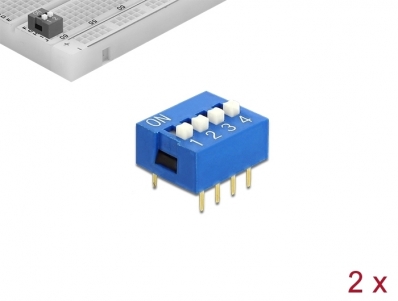 Delock DIP sliding switch 4-digit 2.54 mm pitch THT vertical blue 2 pieces