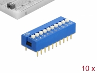 Delock DIP sliding switch 10-digit 2.54 mm pitch THT vertical blue 10 pieces