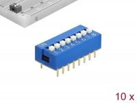Delock DIP sliding switch 8-digit 2.54 mm pitch THT vertical blue 10 pieces