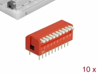 Delock DIP flip switch piano 10-digit 2.54 mm pitch THT vertical red 10 pieces