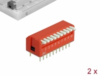 Delock DIP flip switch piano 10-digit 2.54 mm pitch THT vertical red 2 pieces
