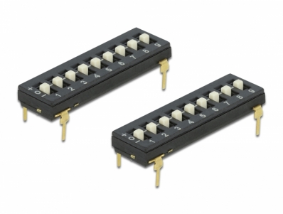 Delock DIP switch Tri-State 9-digit 2.54 mm pitch THT vertical black 2 pieces