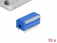 Delock DIP flip switch piano 8-digit 2.54 mm pitch THT vertical blue 10 pieces