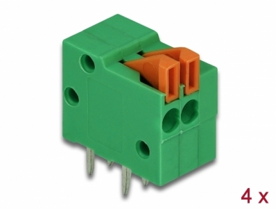 Delock Terminal block with push button for PCB 2 pin 2.54 mm pitch horizontal 4 pieces