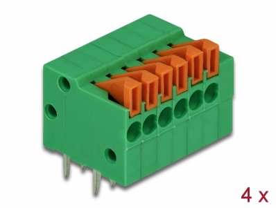 Delock Terminal block with push button for PCB 6 pin 2.54 mm pitch horizontal 4 pieces